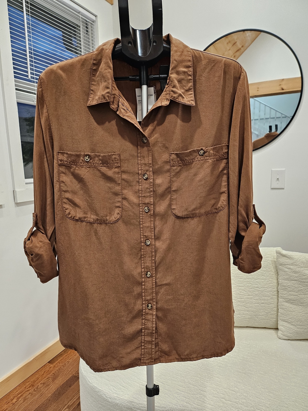 Camisa Sanctuary Tencel Lyocell Boyfriend – Color Marrón Clove –